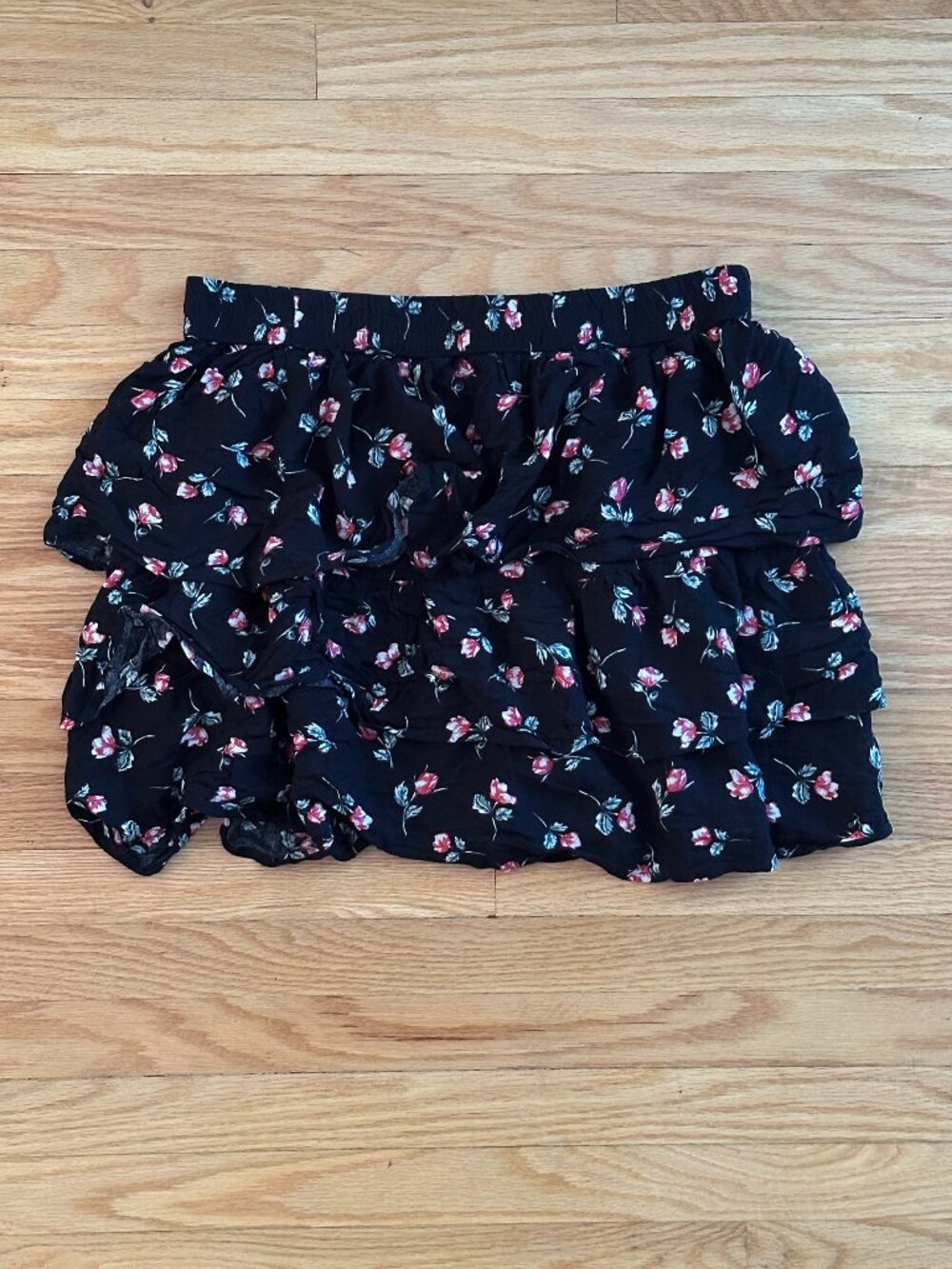 Cropp Black Floral Ruffle Mini Skirt from Europe